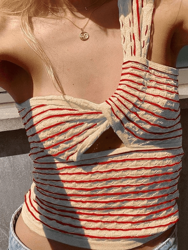 Stripe One Shoulder Top