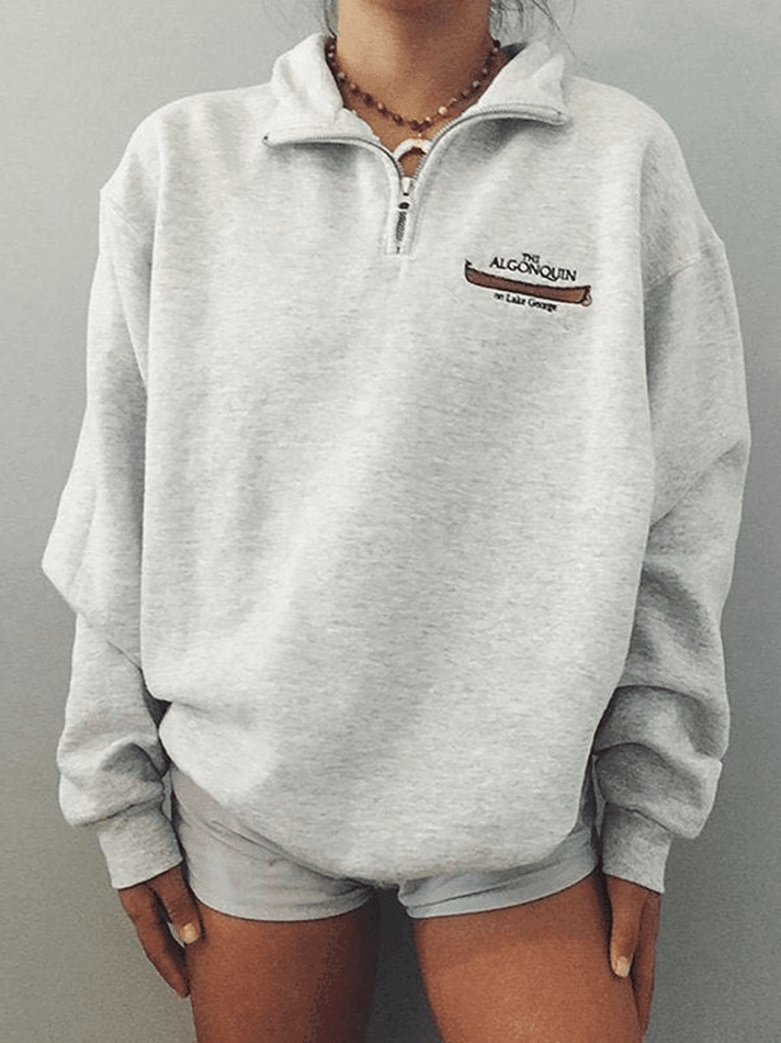 Casual loose 2024 zip lapel sweatshirt