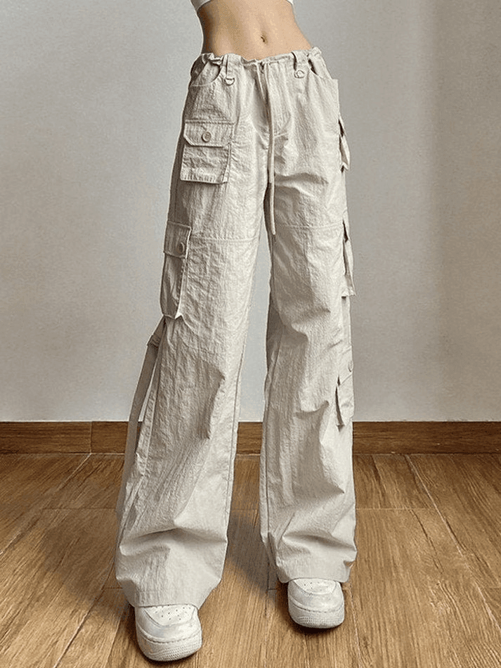 2024 Vintage Cargo Pocket Baggy Pants Beige S in Pants Online