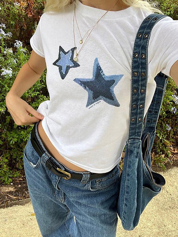 Star Print Short Sleeve Tee - AnotherChill