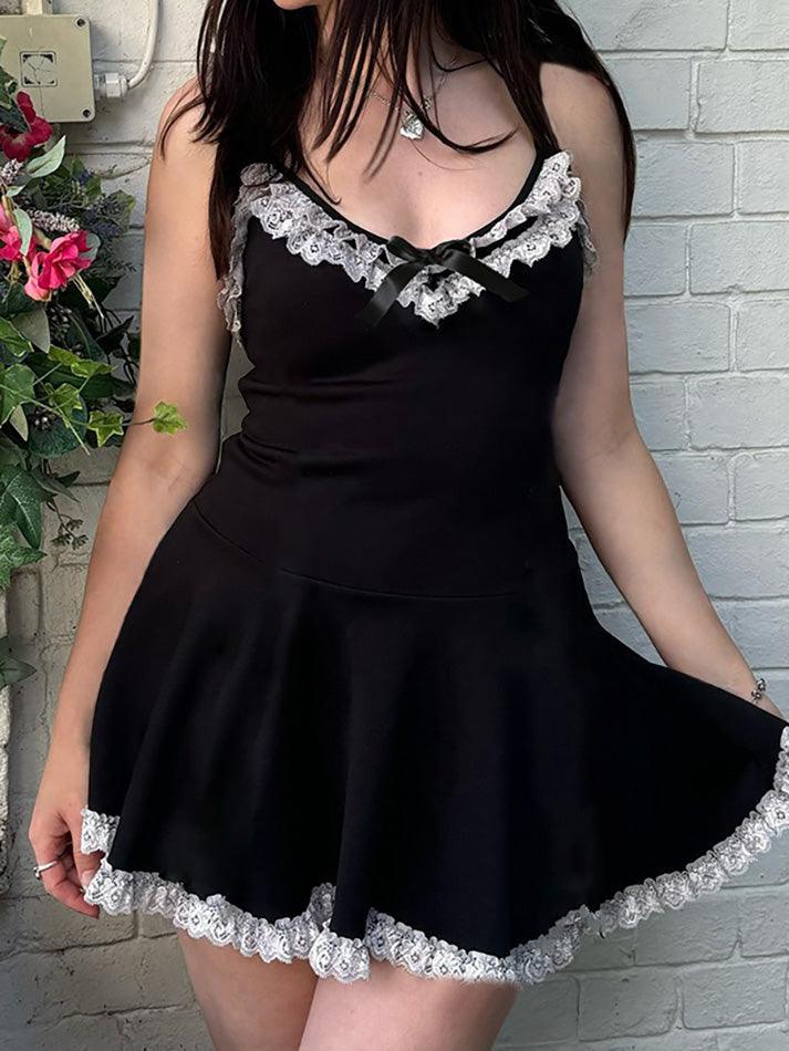 Lace Trim Bow Front Cami Dress