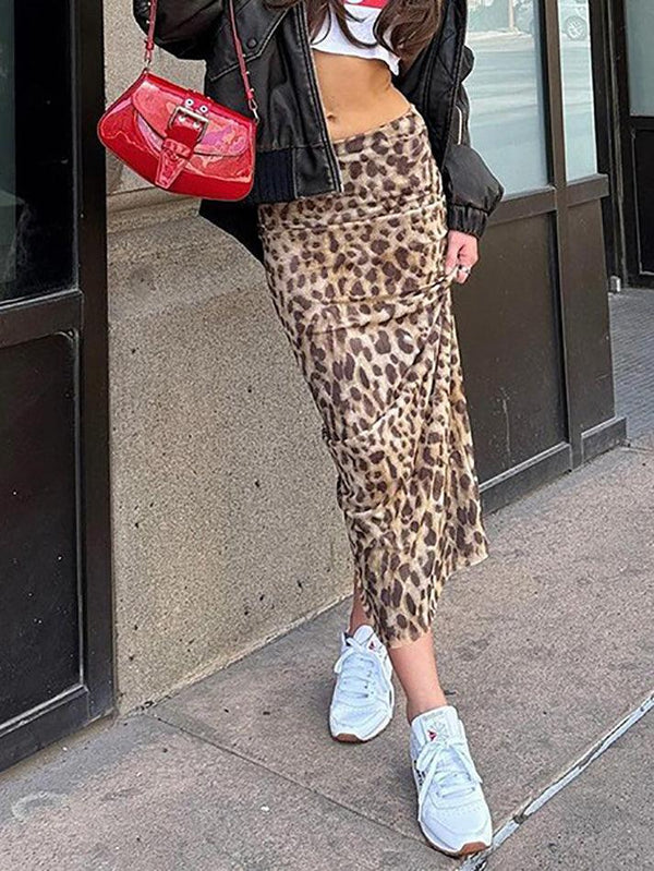 Leopard Printed High Waist Half Body Skirt - AnotherChill