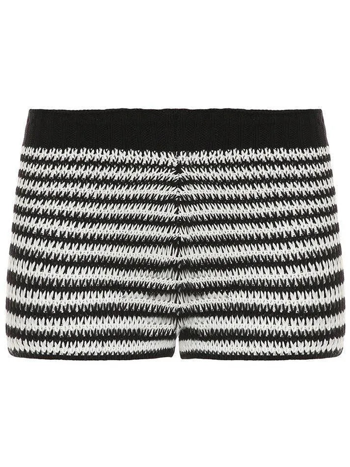 Contrast Striped Low-Rise Knit Shorts