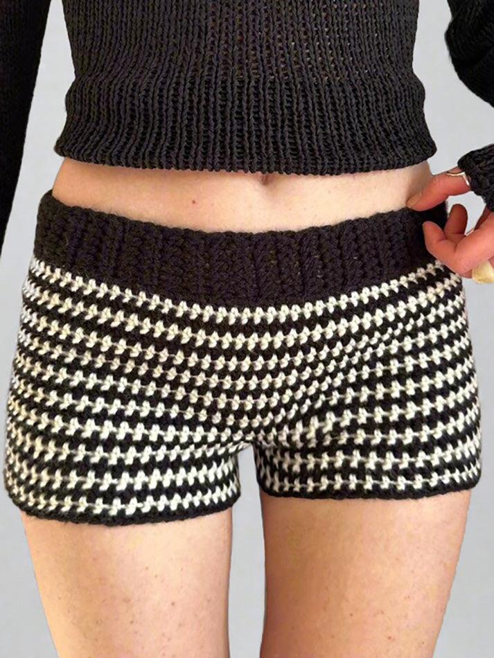 Contrast Striped Low-Rise Knit Shorts