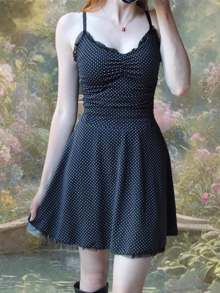 Tied Backless Polka Dot Cami Dress