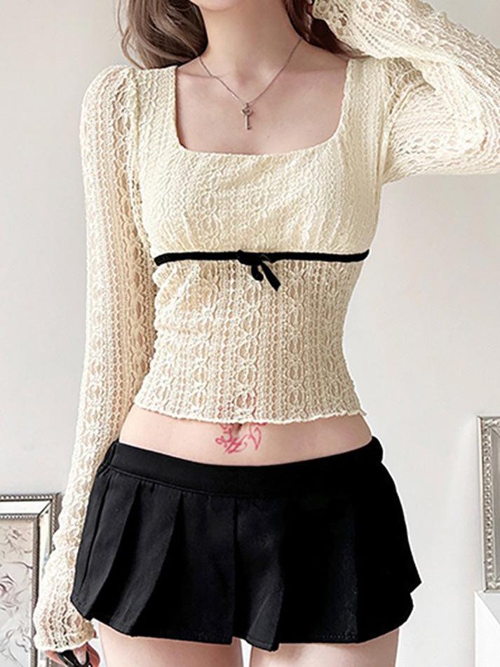 Lace Bow Long Sleeve Tee