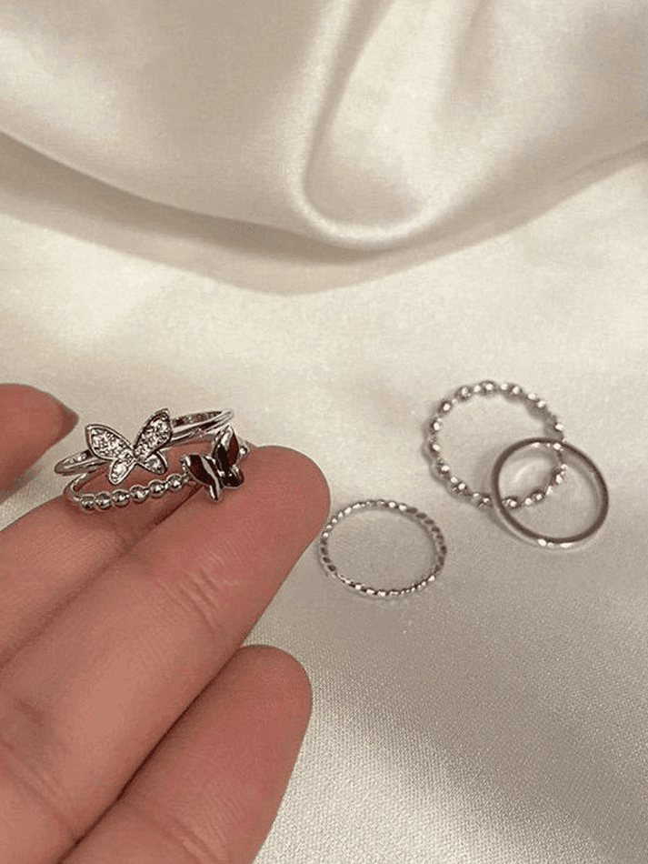 4pcs Butterfly Decor Simple Ring - AnotherChill