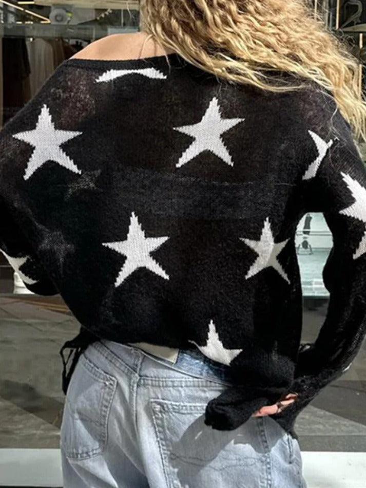 Star Print Oversized Sweaters