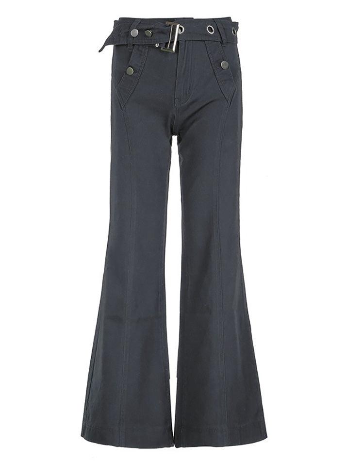 Vintage Belted Flare Pants - AnotherChill