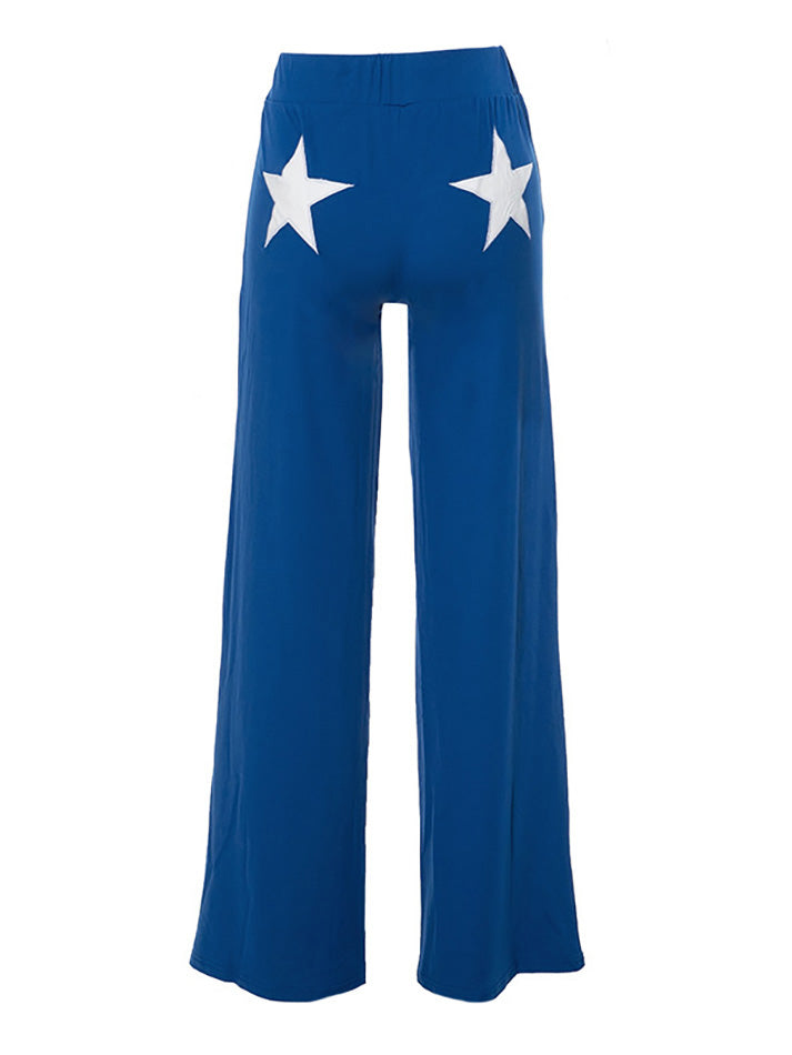 Embroidered Star Fold-over Straight Leg Sweatpants