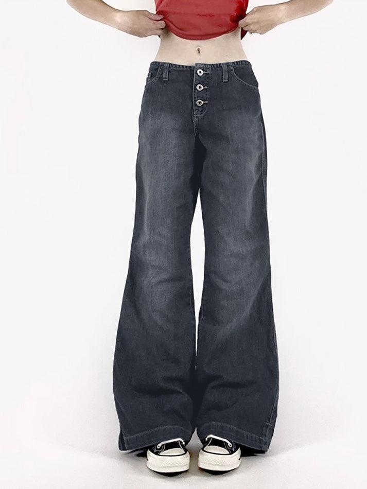 Vintage Washed Casual Wide Leg Jeans