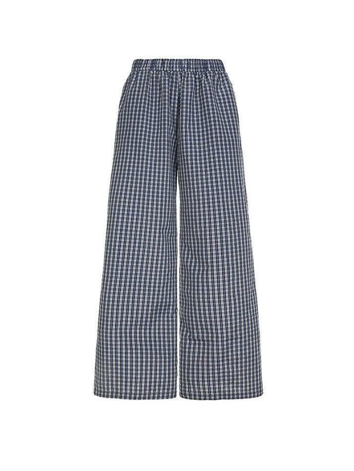 Vintage Contrast Plaid Loose Casual Pants