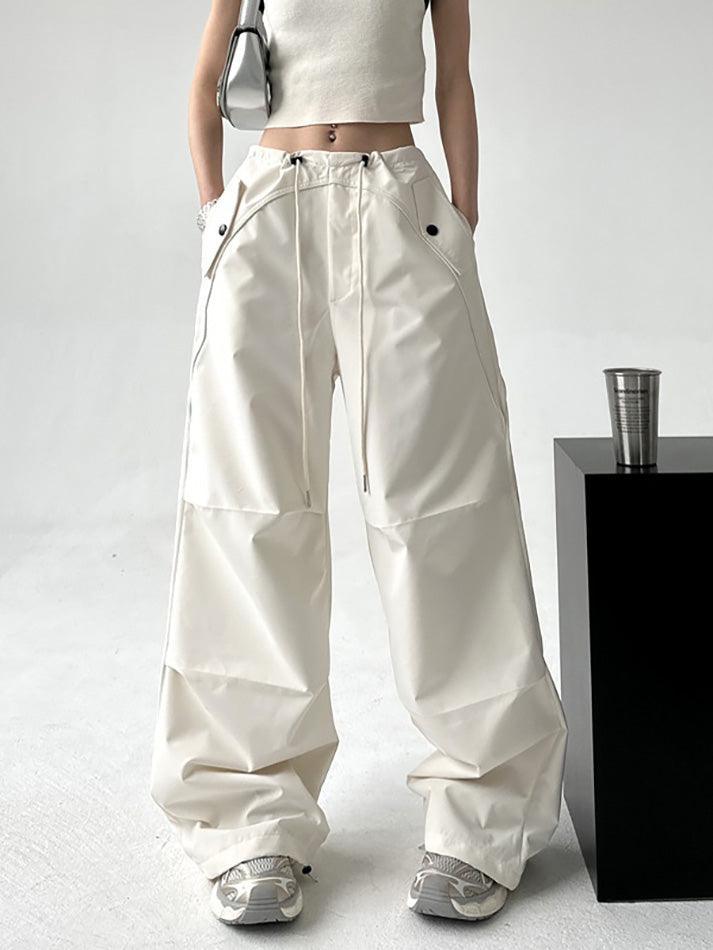 Solid Color Parachute Cargo Pants