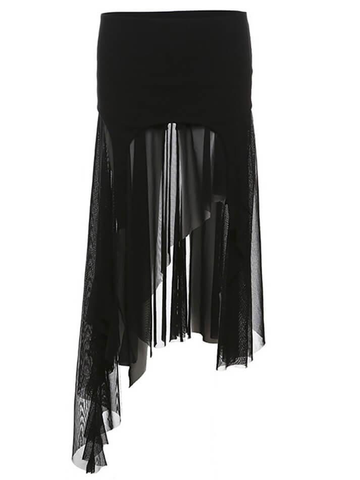 Goth Asymmetrical Mesh Mini Skirt - AnotherChill