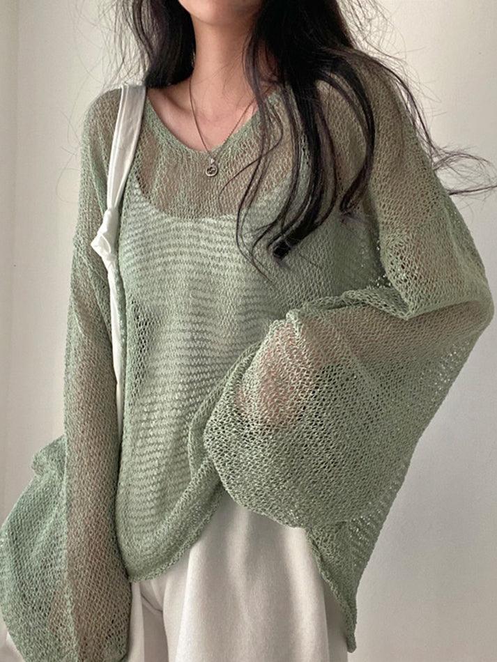 Oversized Long Sleeve Crochet Knit Top - AnotherChill