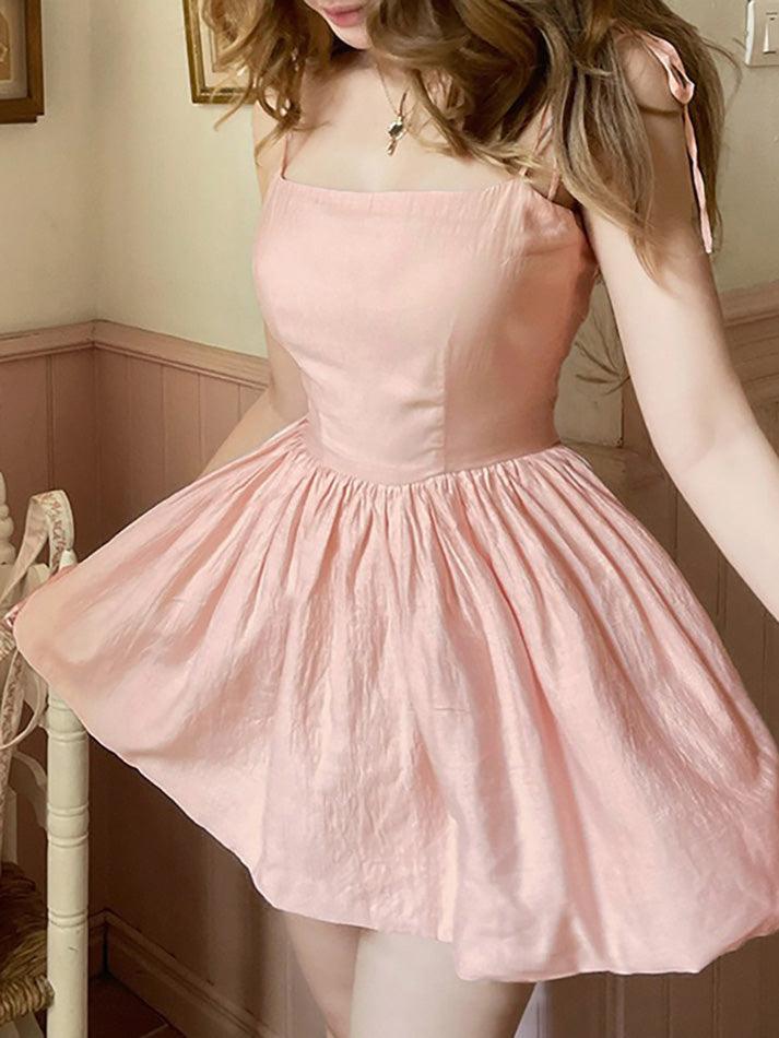 Pink Tie-Strap Mini Dress