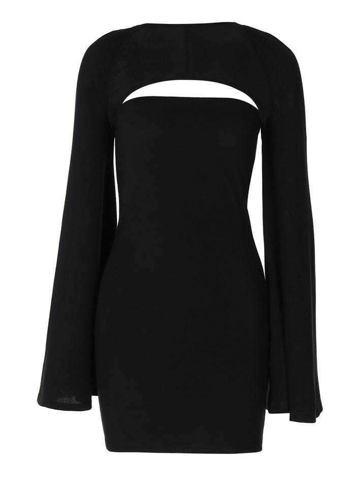 Shoulder Cape Long Sleeve Strapless Bodycon Dress