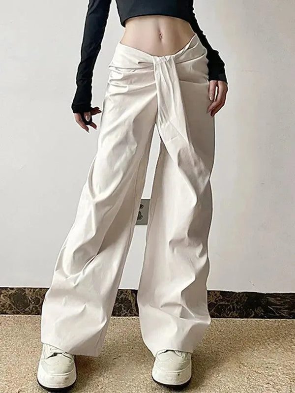 Asymmetrical Cross Waist Cargo Pants - AnotherChill