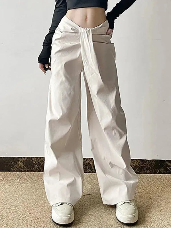 Asymmetrical Cross Waist Cargo Pants - AnotherChill