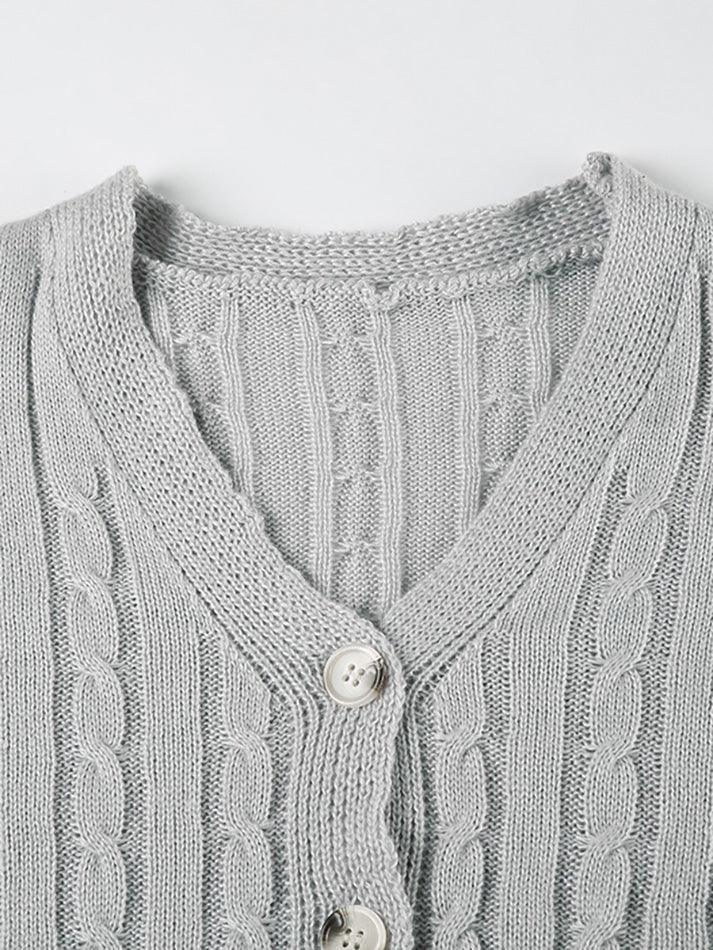 Button V-Neck Oversized Knit Cardigan