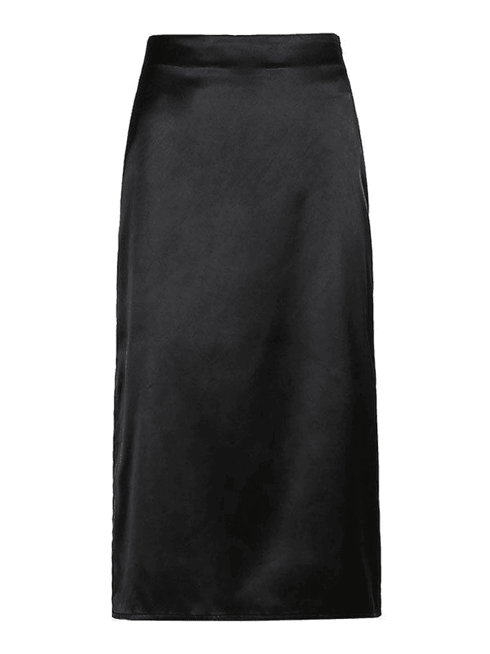 2024 Basic Satin Split Midi Skirt Black S in Skirts Online Store ...