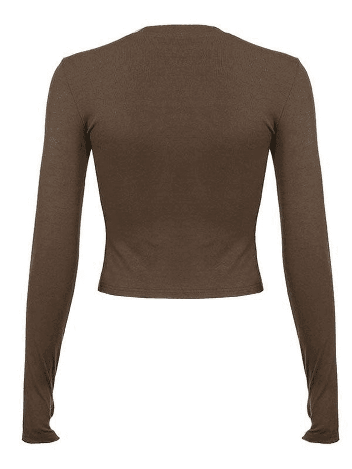 Basic Solid Long Sleeve Crop Top - AnotherChill