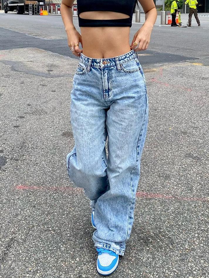 Basic Wash Straight Leg Boyfriend Jeans - AnotherChill