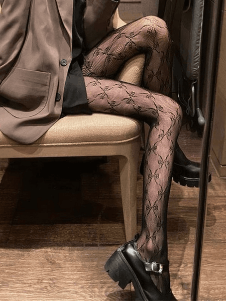 Bow Pattern Tights