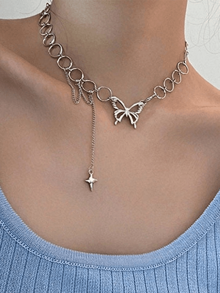 Butterfly Star Decor Choker Necklace - AnotherChill