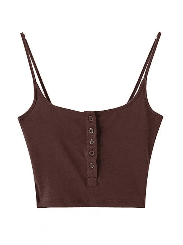 Button Front Crop Cami Top - AnotherChill