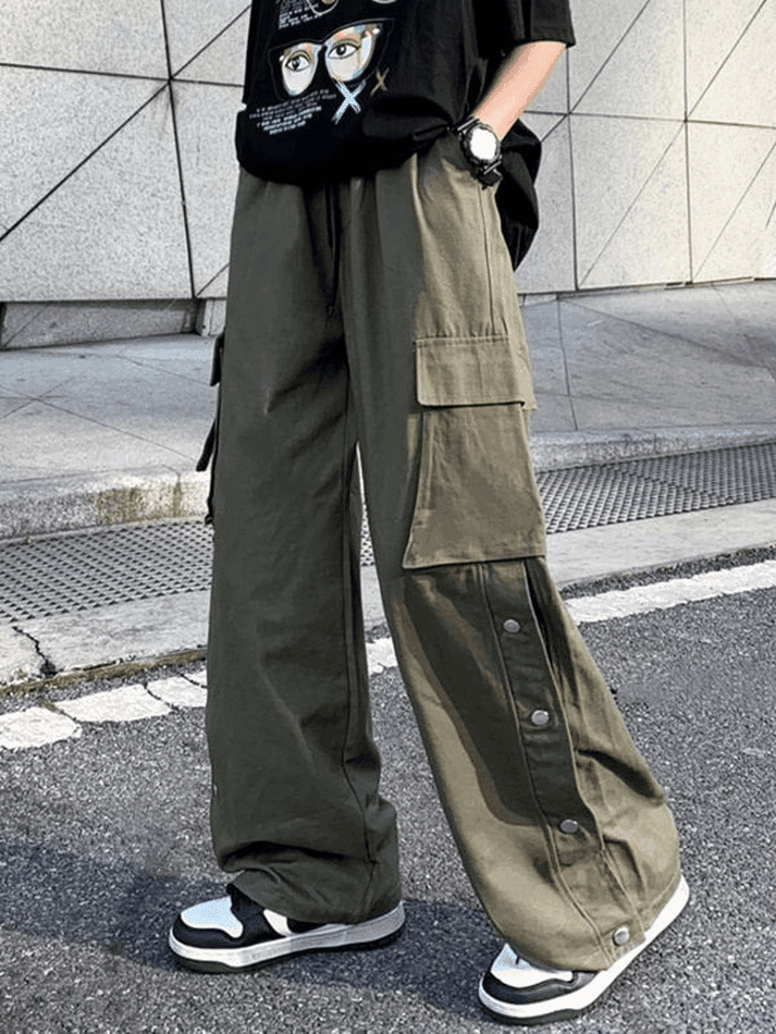 Buttoned Pocket Patch Cargo Pants - AnotherChill