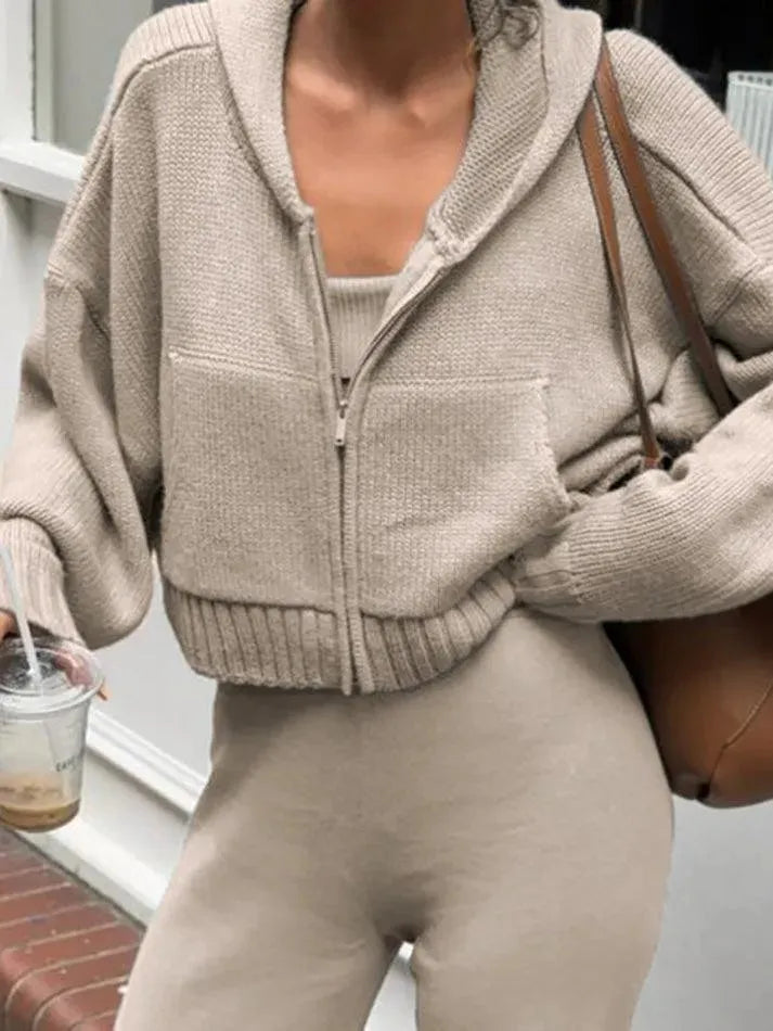 Casual Loose Knit Hooded Cardigan - AnotherChill