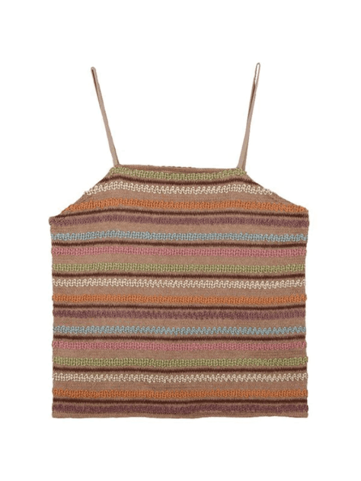 Color Block Striped Knitted Crop Cami Top - AnotherChill