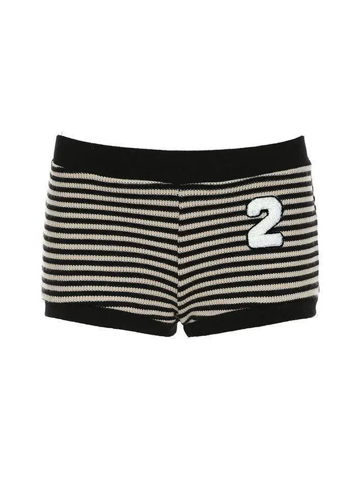 Contrast Striped Low-Rise Knit Shorts - AnotherChill