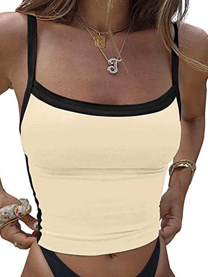 Contrast Trim Vintage Crop Cami Top - AnotherChill