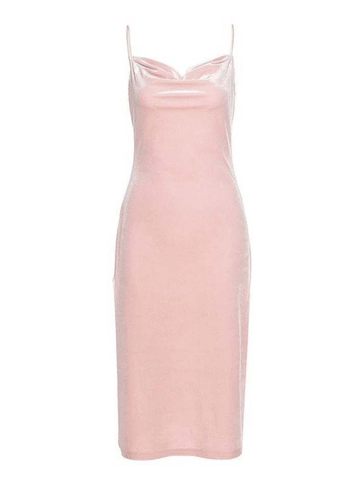 2024 Cowl Neck Split Party Maxi Dress Pink L in Dresses Online Store ...