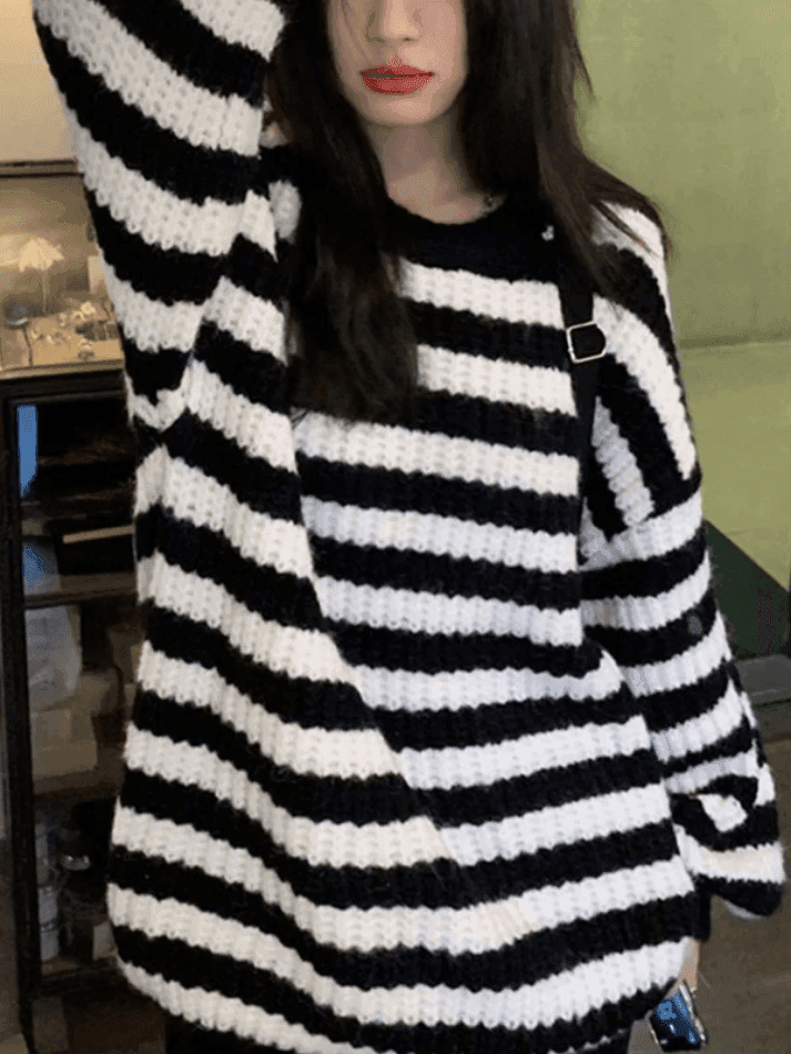 Cozy Striped Pullover Sweater - AnotherChill