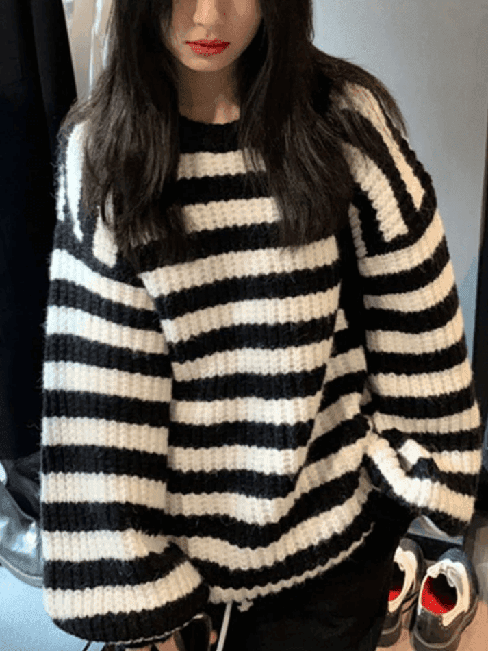 Cozy Striped Pullover Sweater - AnotherChill