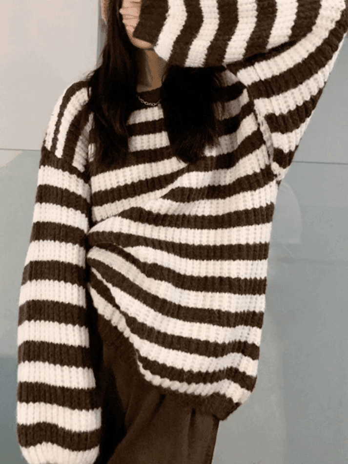 Cozy Striped Pullover Sweater - AnotherChill