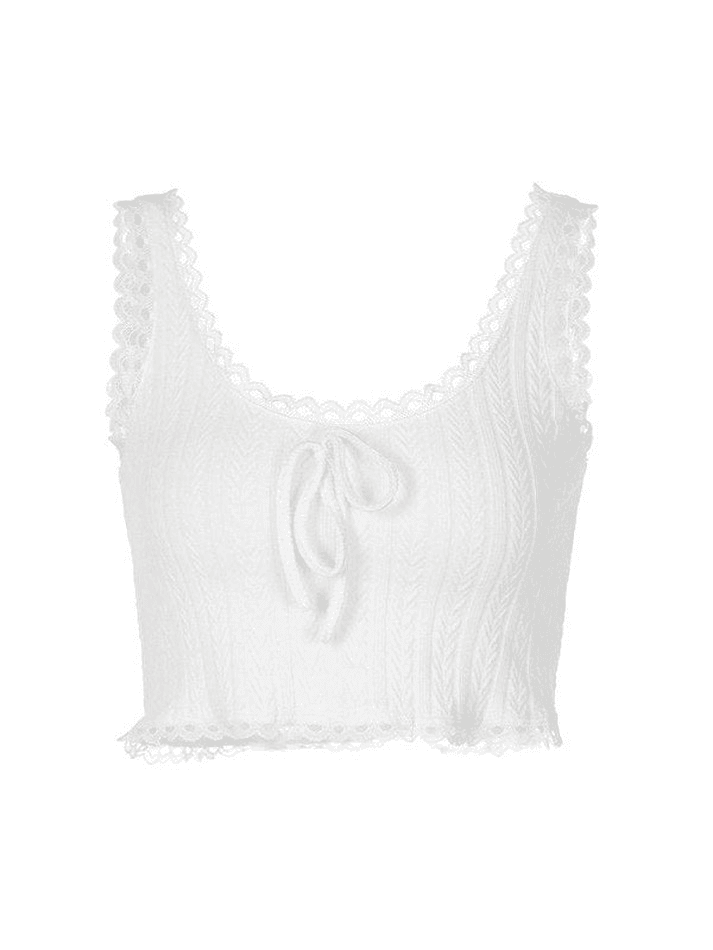 2024 Cropped Lace Trim White Tank Top White S in Tops&Tees Online Store ...