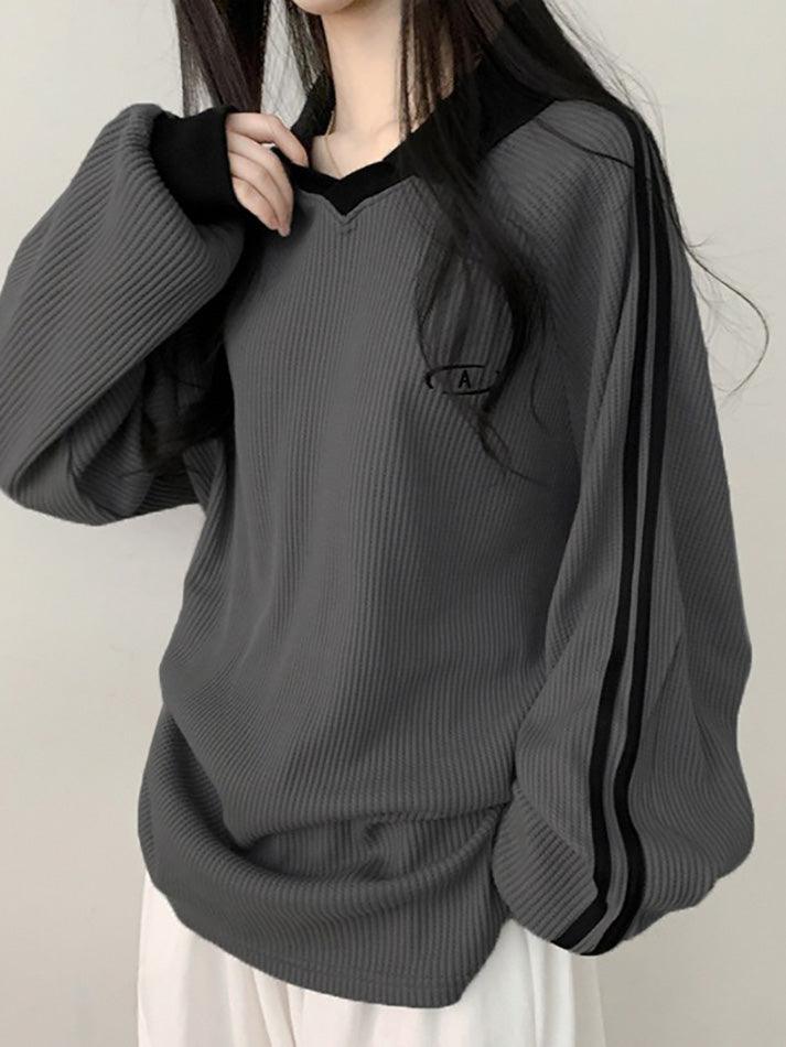 Contrast Color Casual Pullover Sweatshirt