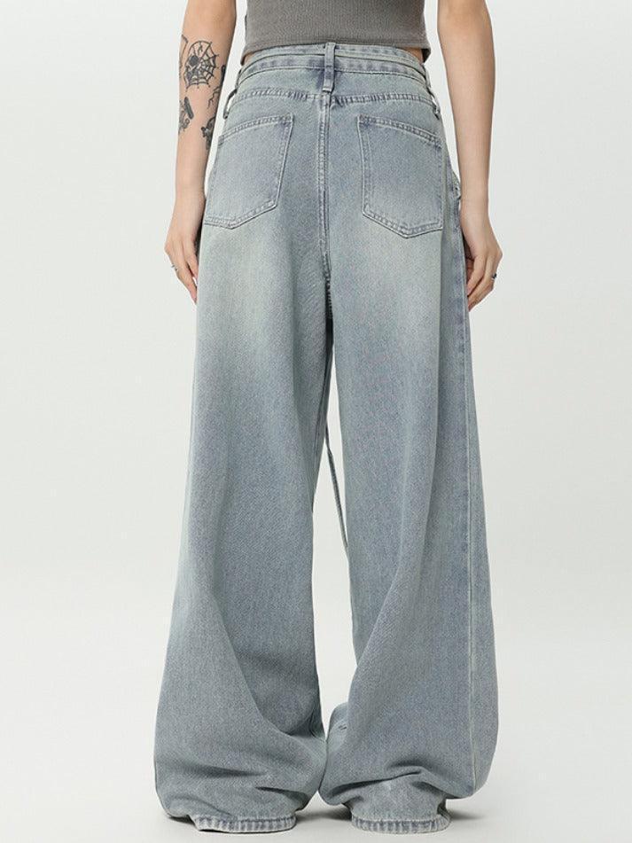 Drawstring High Street Wide Leg Boyfriend Jeans - AnotherChill