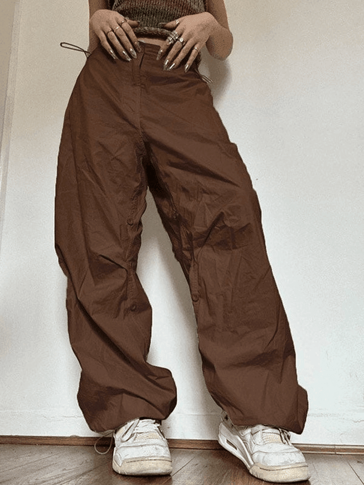 Drawstring Low Waist Baggy Cargo Pants - AnotherChill