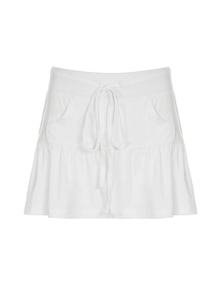 Drawstring Tie Pocket A-Line Mini Skirt - AnotherChill