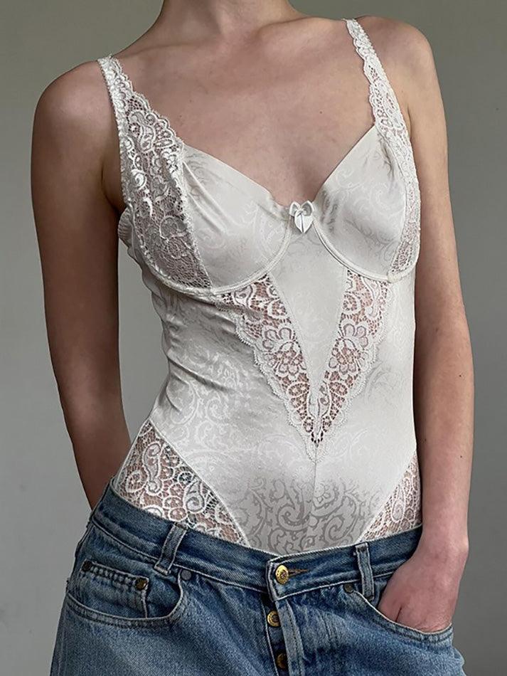 Lace V-Neck Sleeveless Bodysuit