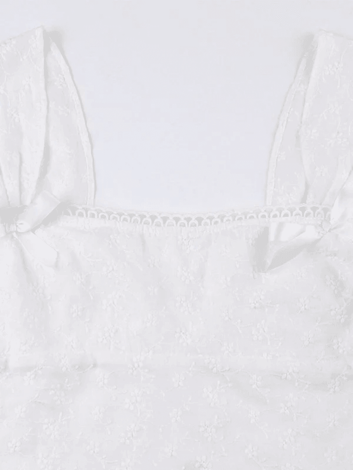 Embroidered Bow Lace Stitching Tank Top - AnotherChill