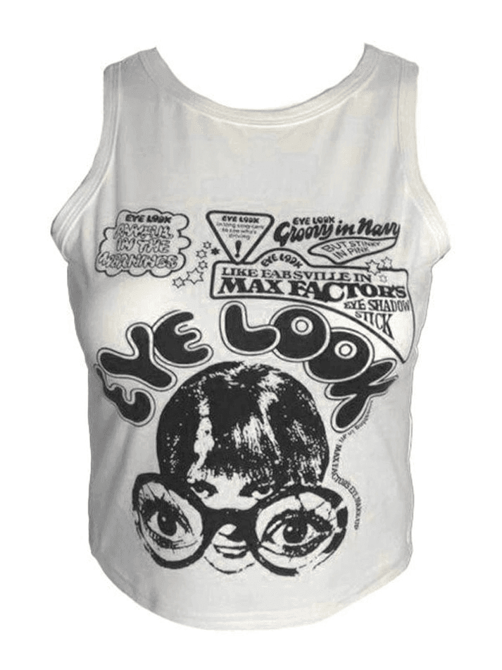 Eye Look Graphic Crop Tank Top - AnotherChill