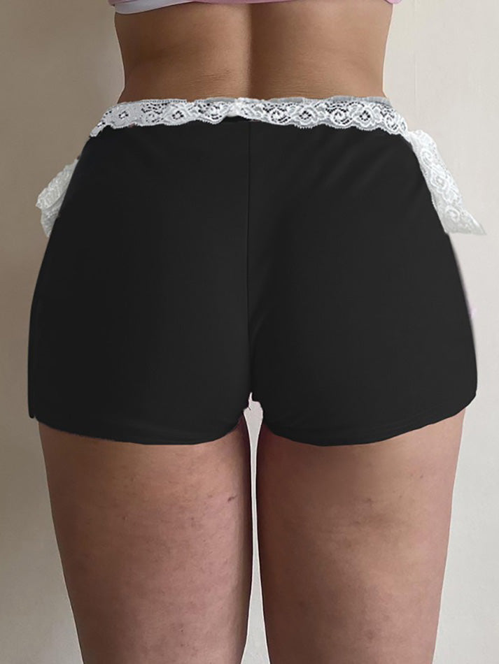 Lace Tie Bow Low-Rise Shorts