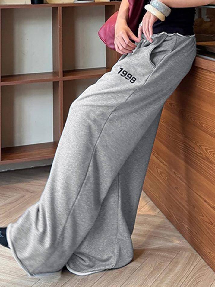 Gray Digit Print Casual Sweatpants