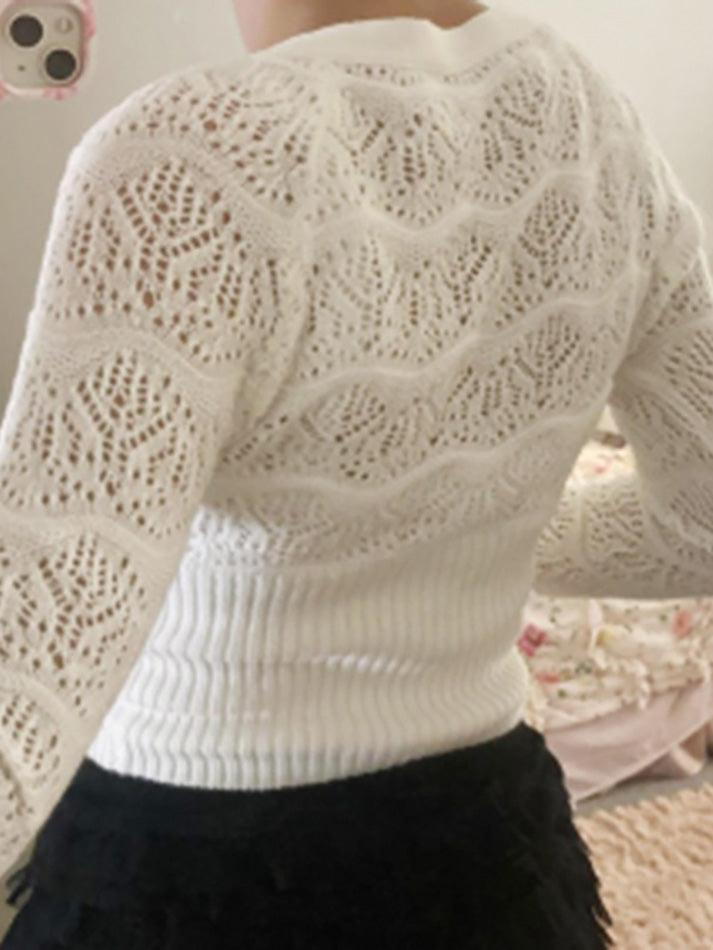 Lace Up Cross V Neck Knit Sweater